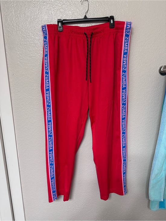 Zumba Fitness Pants - Zumba Fitness Red Track Pants with Side Logo Tape